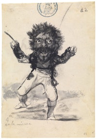 Francisco de Goya y Lucientes, <em>4th vision in the same night</em>, ca. 1808–14. Brush, wash, carbon black ink, traces of black chalk, on laid paper, 8 1/16 × 5 9/16 inches. Courtesy The Metropolitan Museum of Art, New York and Museo Nacional del Prado, Madrid.