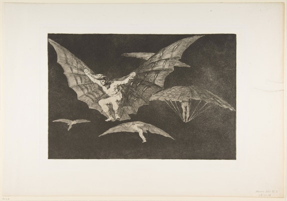 Francisco de Goya y Lucientes, <em>A Way of Flying, </em>from<em> Disparates</em>, ca. 1816-23 (published 1864). Etching, aquatint and drypoint, 13 3/16 × 19 1/16 inches. Courtesy The Metropolitan Museum of Art, New York.