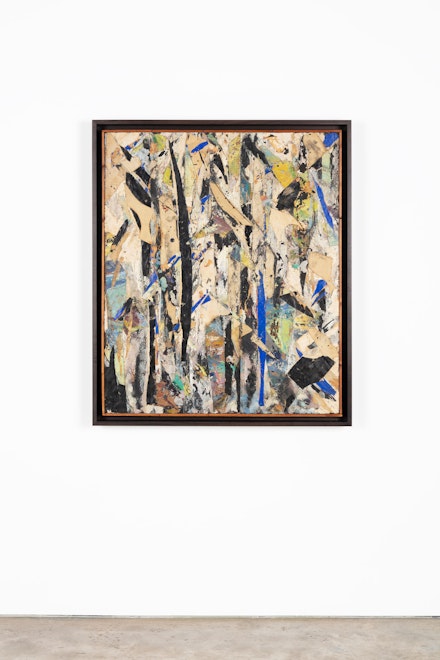 Lee Krasner, <em>Untitled</em>, 1954. Oil, glue, canvas and paper collage on Masonite, 48 x 40 inches. © 2021 Pollock-Krasner Foundation / Artists Rights Society (ARS), New York. Private Collection, New York City. Photo: Diego Flores.