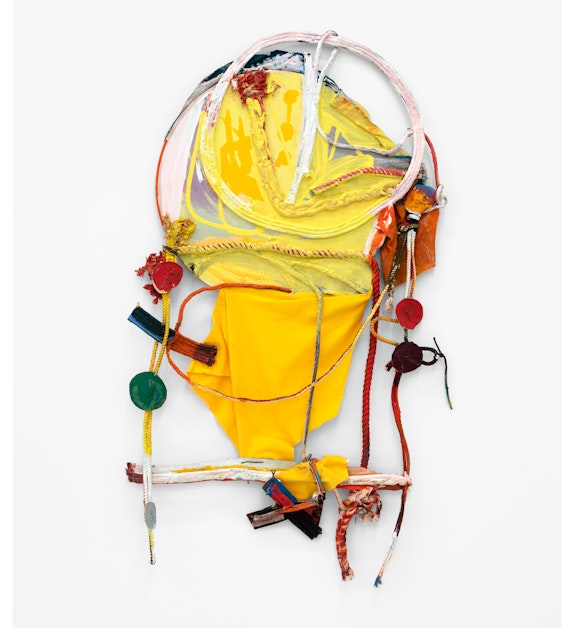 Rachel Eulena Williams, <em>Tracing Memory</em>, 2019. Acrylic paint on panel, canvas and cotton rope, 48 x 29 x 3 inches. Courtesy the artist and Canada, New York. Photo: Joe DeNardo.