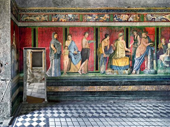 Robert Polidori, <em>Villa dei Misteri #1, Pompeii, Italia</em>, 2017. Archival pigment print mounted to dibond, 54 x 44 inches. Courtesy the artist and Kasmin Gallery.