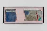 Monique Mouton, <em>Love Quotient</em>, n.d. Watercolor, oil, soft pastel, pencil on paper; silver gray and graphite on cherry frame 33 5/8 x 81 1/2 x 2 1/2 inches. Courtesy the artist and Bridget Donahue, NYC. Photo: Gregory Carideo.