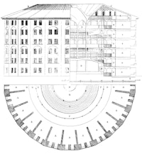 Plan of the Panopticon by Jeremy Bentham, drawn by Willey Reveley in 1791.