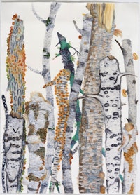 Katie DeGroot,<em> Big Time (The Birches)</em>, 2020. Watercolor on paper, 72 x 52 inches. Courtesy Kathryn Markel Fine Arts.