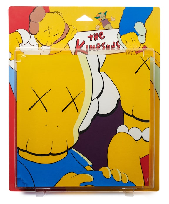 KAWS, <em>UNTITLED (KIMPSONS), PACKAGE PAINTING SERIES</em>, 2001. Acrylic on canvas in blister package with printed card. 23.5 x 19 inches. © KAWS. Photo: Brad Bridgers. Courtesy the artist.