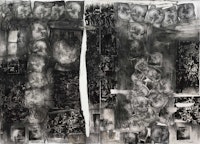 Catalina Chervin, <em>Untitled I (Street Art Series)</em>, 2014–16. Mixed media on paper mounted on canvas (diptych), 78 3/4 x 118 1/8 inches. Courtesy Hutchinson Modern & Contemporary. 