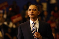 Obama during South Carolina primary on Jan. 24 at North Charleston High School. <i>Photo by Daniella Zalcman.</i>