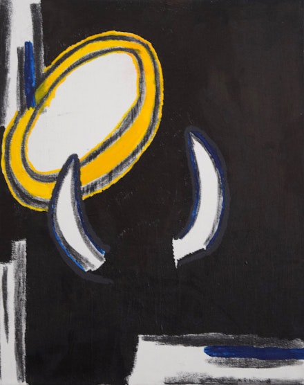 Don'aë Tate,<em> Neglected Horns</em>, 2019. Acrylic on canvas, 24 x 18 in. Courtesy Fountain House Gallery.