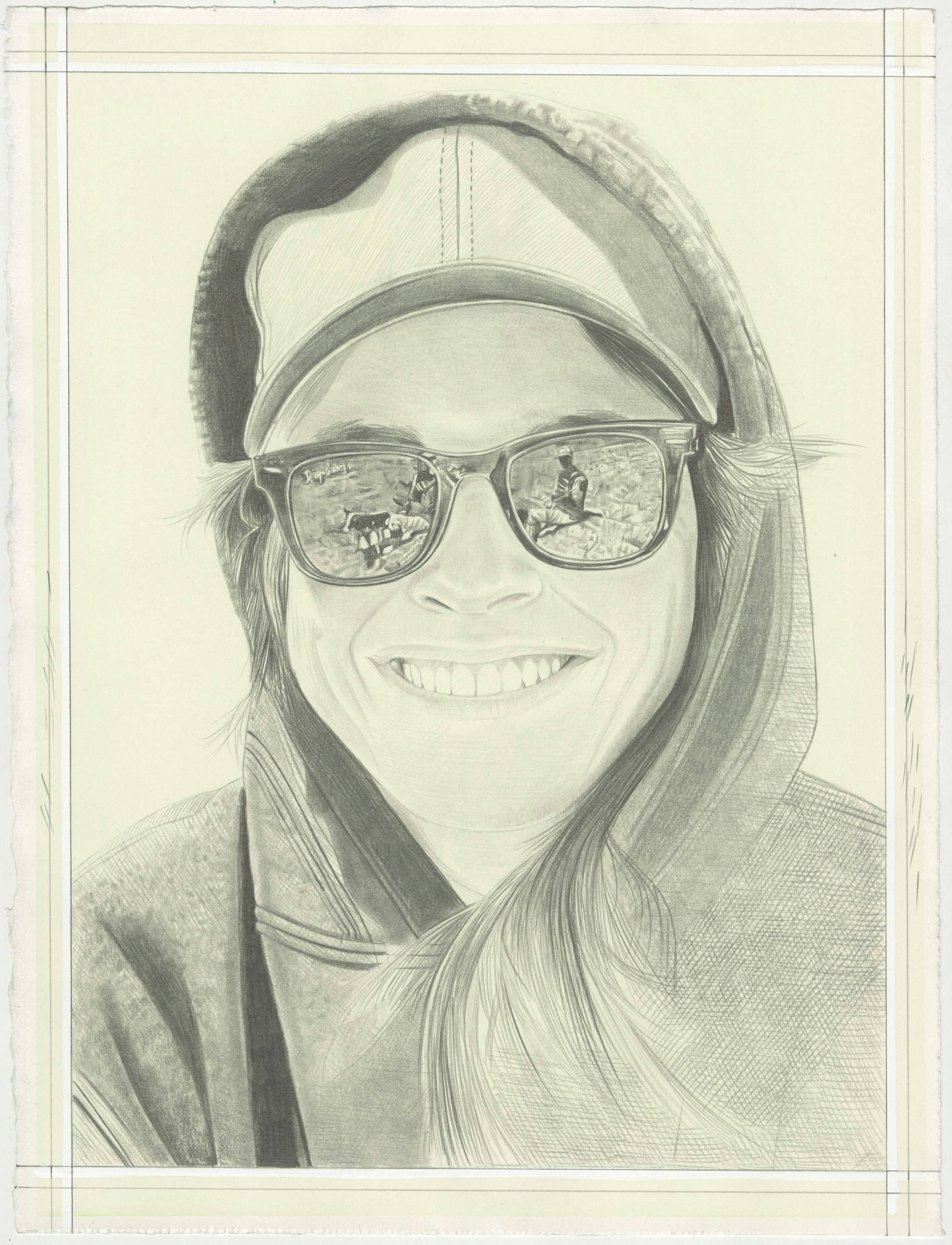 Portrait of Lucy Raven, pencil on paper by Phong H. Bui.