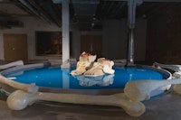 Onyedika Chuke, <em>Forever Museum Archive/The Untitled/Hermes_and_Reflection Pool_Blue_Circa_2020</em>, 2021. Courtesy the artist, The Arts Center at Governors Island and Pioneer Works. Photo: David Gonsier.