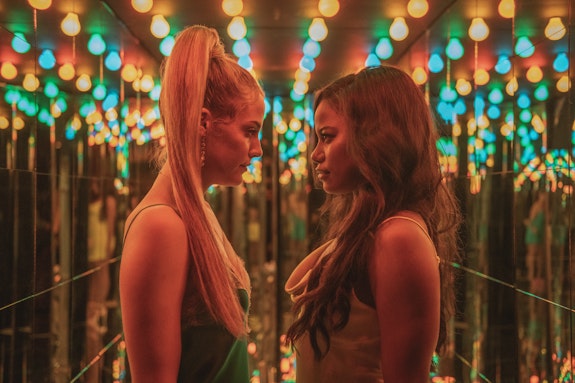 Left to right: Riley Keough, Taylour Paige in <em>Zola</em>. Courtesy Anna Kooris, A24.