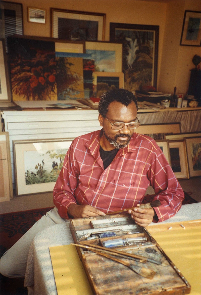 Jesse Murry with John Constable’s paint brushes, Somerset, England, 1991. Photo: Richard Constable