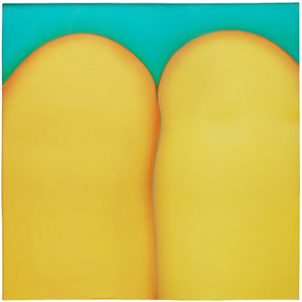 Huguette Caland, <em>Bribes de corps (Body Bits)</em>, 1973. Oil on linen, 60 x 60 inches. Collection of Viveca Paulin-Ferrell and Will Ferrell. Courtesy The Drawing Center.