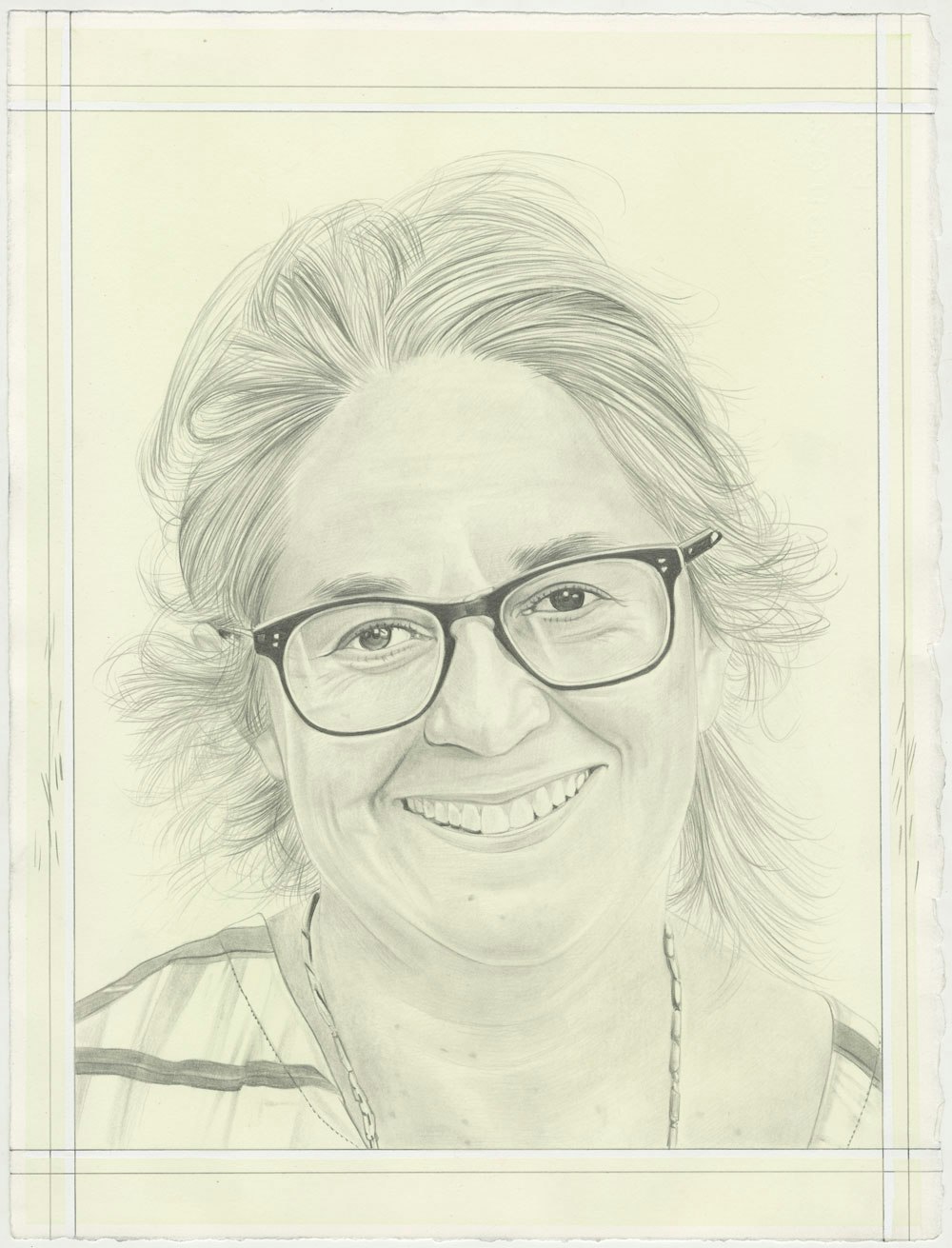 Portrait of Tacita Dean, pencil on paper by Phong H. Bui.