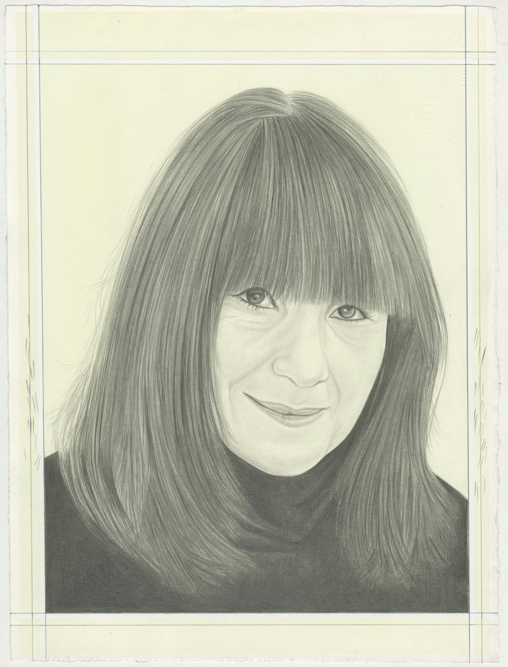 Portrait of RoseLee Goldberg, pencil on paper by Phong H. Bui.