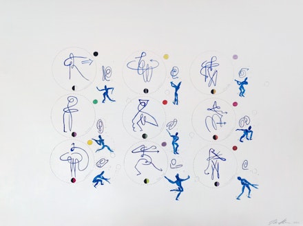 Madeline Hollander, <em>Toss Walk Sequence</em>, 2020. Watercolor, graphite, ink and colored pencil on archival paper. 18 x 24 in (45.7 x 61cm). Photography byKristian Laudrup