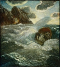 Albert Pinkham Ryder, <em>Lord Ullin's Daughter</em>, before 1907. Oil on canvas mounted on fiberboard, 20 1/2 x 18 3/8 inches. Smithsonian American Art Museum, Gift of John Gellatly.