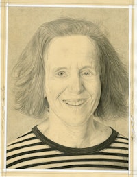 Portrait of Barbara London, pencil on paper by Phong H. Bui.