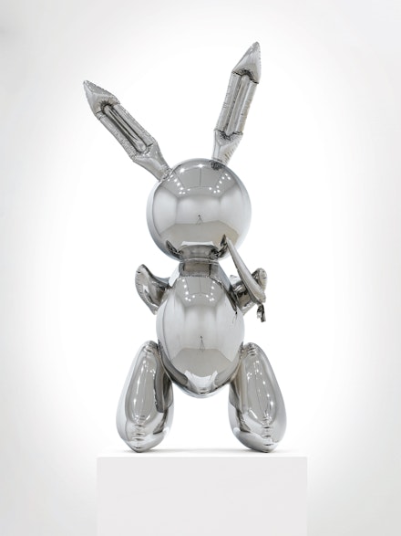 Jeff Koons, <em>Rabbit</em>, 1986. Stainless steel; 41 x 19 x 12 inches. Museum of Contemporary Art Chicago. © Jeff Koons. Photo: © 2019 Christie's Images Limited.