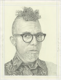 Portrait of Dread Scott, pencil on paper by Phong H. Bui.