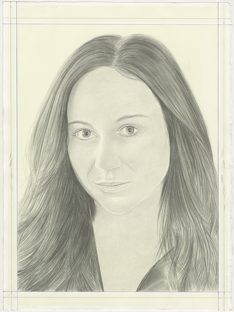 Portrait of Gillian Laub, pencil on paper by Phong H. Bui.