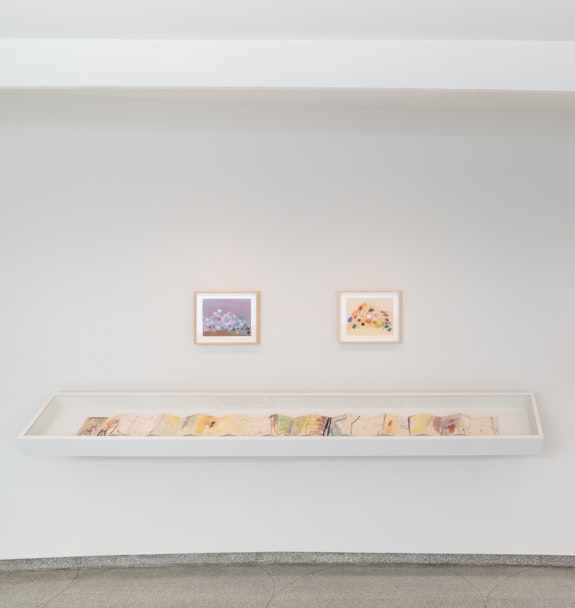 Installation view: <em>Etel Adnan: Light’s New Measure</em>, Solomon R. Guggenheim Museum, New York, 2021–22. Photo: David Heald. © Solomon R. Guggenheim Foundation, 2021.