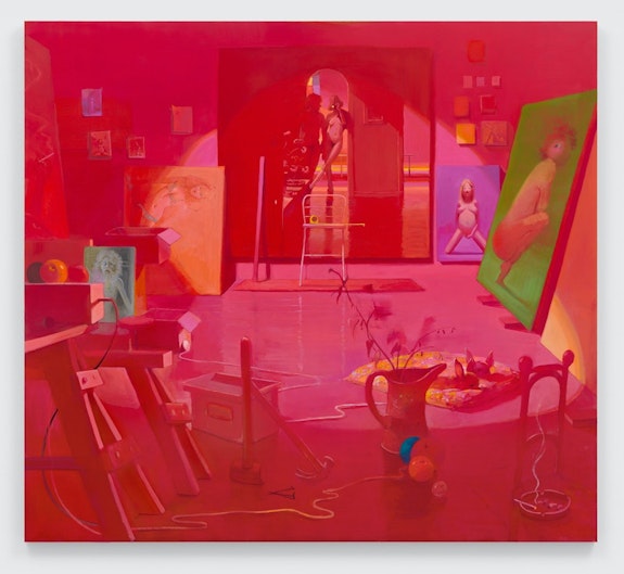 Lisa Yuskavage, <em>Pink Studio (Rendezvous)</em>, 2021. © Lisa Yuskavage. Courtesy the artist and David Zwirner.