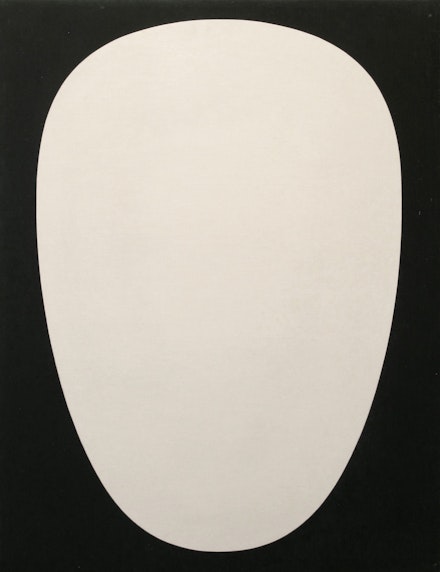 Myron Stout, <em>Untitled (Wind Borne Egg)</em>, c. 1955–. Oil on canvas, 26 x 20 inches. Private collection. Courtesy Craig F. Starr Gallery, New York.