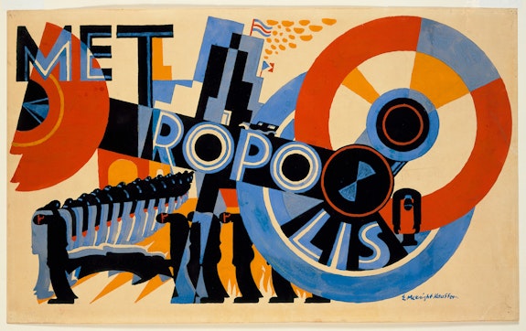 Drawing, Design for Metropolis by Fritz Lang, 1926; Designed by E. McKnight Kauffer (American, 1890–1954); Brush and gouache; 29 1/2 x 17 inches. The Museum of Modern Art, given anonymously. Digital Image © The Museum of Modern Art/Licensed by SCALA / Art Resource, NY.