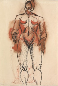 Pablo Picasso, <em>Femme nue debout [Standing Female Nude]</em>, 1906/1907. Ink and gouache on white laid paper 24 1/4 x 16 3/4 inches. The Metropolitan Museum of Art, New York.