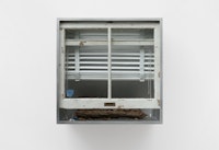 Robert Gober, <em>Why didn’t I?</em>, 2020–21. Copper, wood, soil and crushed walnut shells, epoxy putty, oil and acrylic paint, pastel, glass, enamel paint, acetate, archival paper and archival tape, 37 1/4 x 37 1/8 x 18 3/4 inches. ​​© Robert Gober. Courtesy Matthew Marks Gallery.