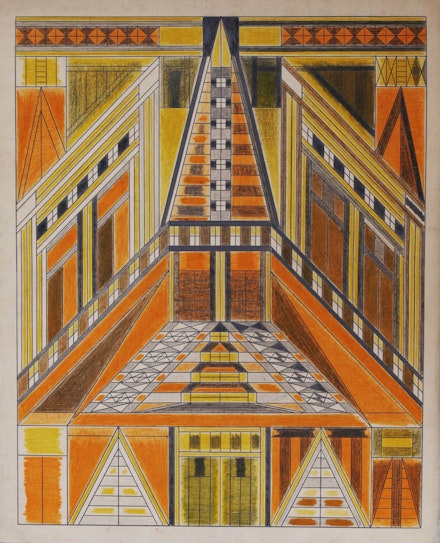 Domingo Guccione, <em>Untitled</em>, ca. 1930–55. Colored pencil and graphite on paper 21 x 17 1/2 inches. Courtesy Ricco/Maresca Gallery.