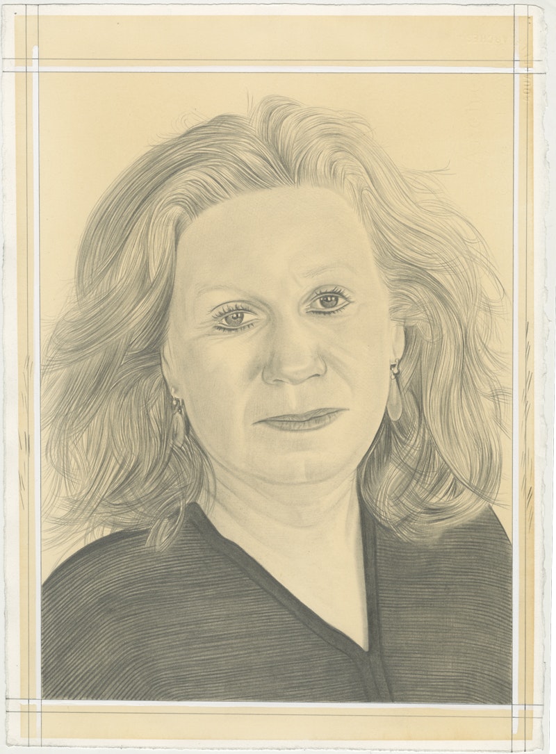 Portrait of Debra Bricker Balken, pencil on paper by Phong H. Bui.