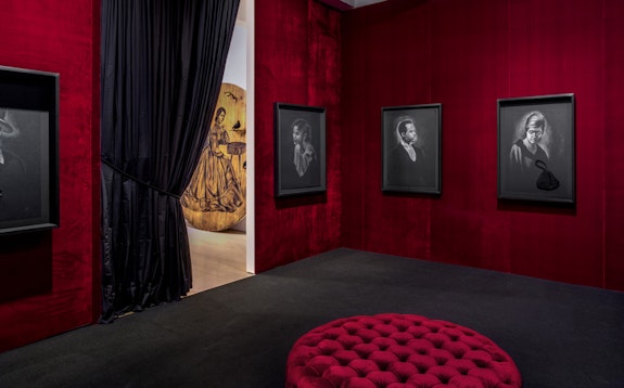 Installation shot, <em>Whitfield Lovell: Le Rouge et Le Noir</em>. Courtesy DC Moore Galley. 