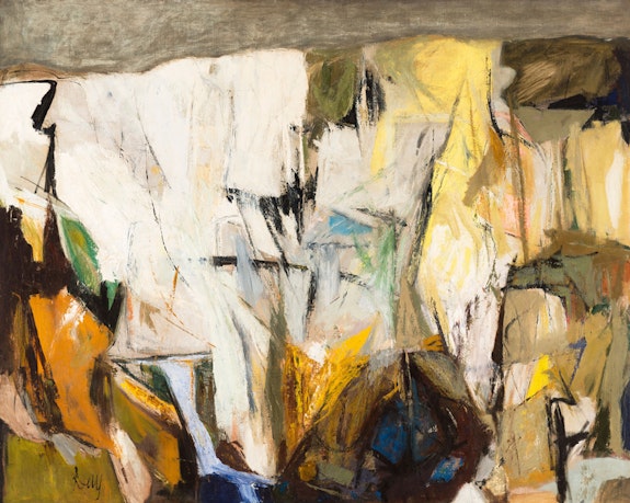 Larry Day, <em>Landscape for St. John of the Cross</em>, 1955. Oil on canvas, 48 x 60 in. Courtesy the Woodmere Art Museum.
