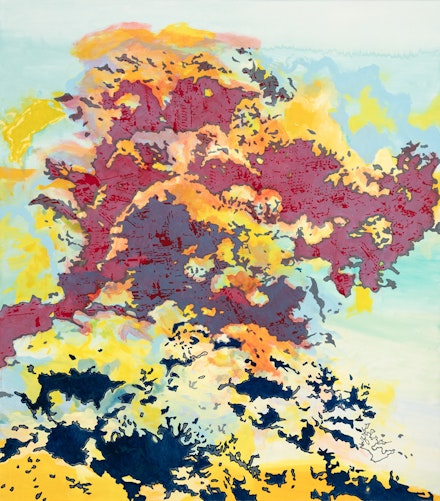 Noah Landfield, <em>Inside the Phoenix Cloud</em>, 2021, oil on canvas, 72 x 63 inches. Courtesy Findlay Galleries.