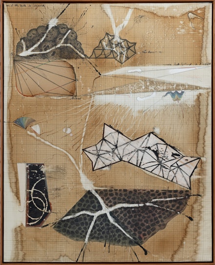 Jitish Kallat, <em>Asymptote</em>, 2021. Acrylic, gesso, lacquer, charcoal and watercolor pencil on linen 62 x 50 inches. Courtesy Sperone Westwater. 