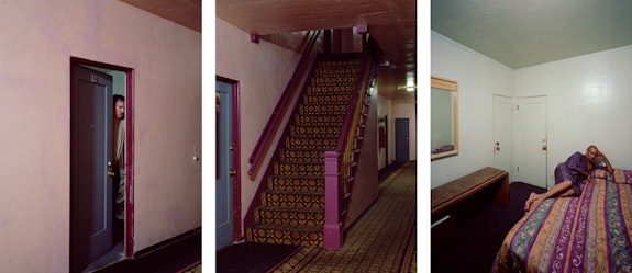 Jeff Wall,<em> Staircase & two rooms</em>, 2014. Lightjet print, in 3 parts, overall dimensions variable. © Jeff Wall, Courtesy Gagosian.
