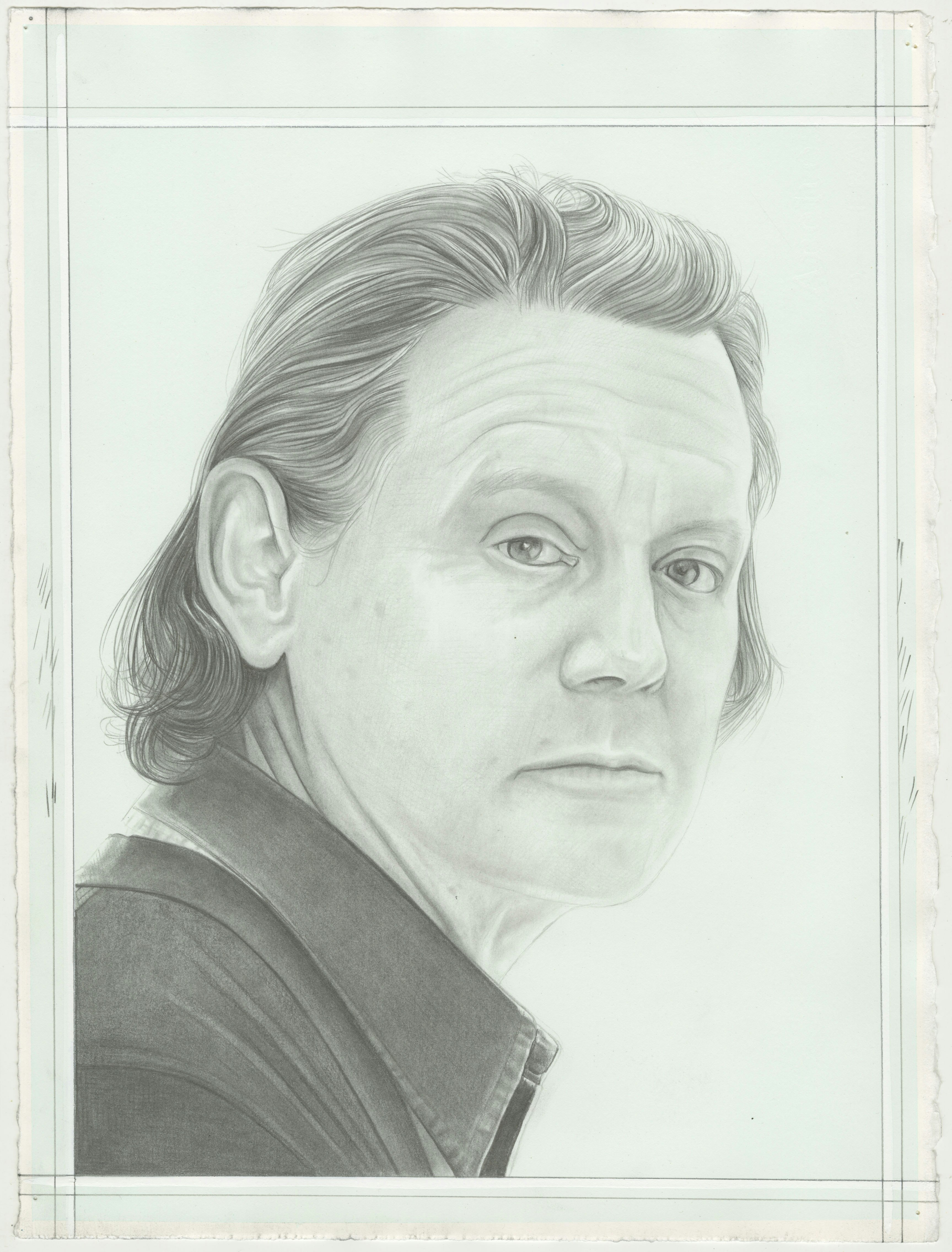 Portrait of Jeff Wall, pencil on paper by Phong H. Bui.