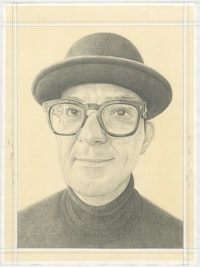 Portrait of Ahmed Alsoudani, pencil on paper by Phong H. Bui.