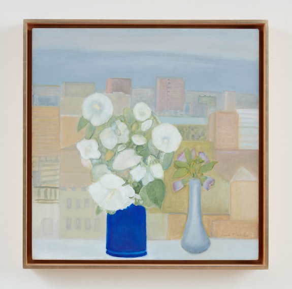 Jane Freilicher, <em>Study in Blue and Gray</em>, 2011. Oil on linen, 20 x 20 inches. Collection of Susan and Barton Winokur.
