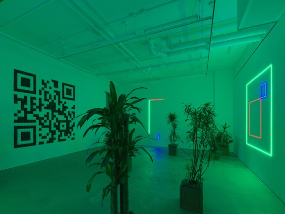 Installation view: <em>Haroon Mirza: For A Dyson Sphere</em>, Lisson Gallery, New York. 2022. © Haroon Mirza. Courtesy Lisson Gallery. 