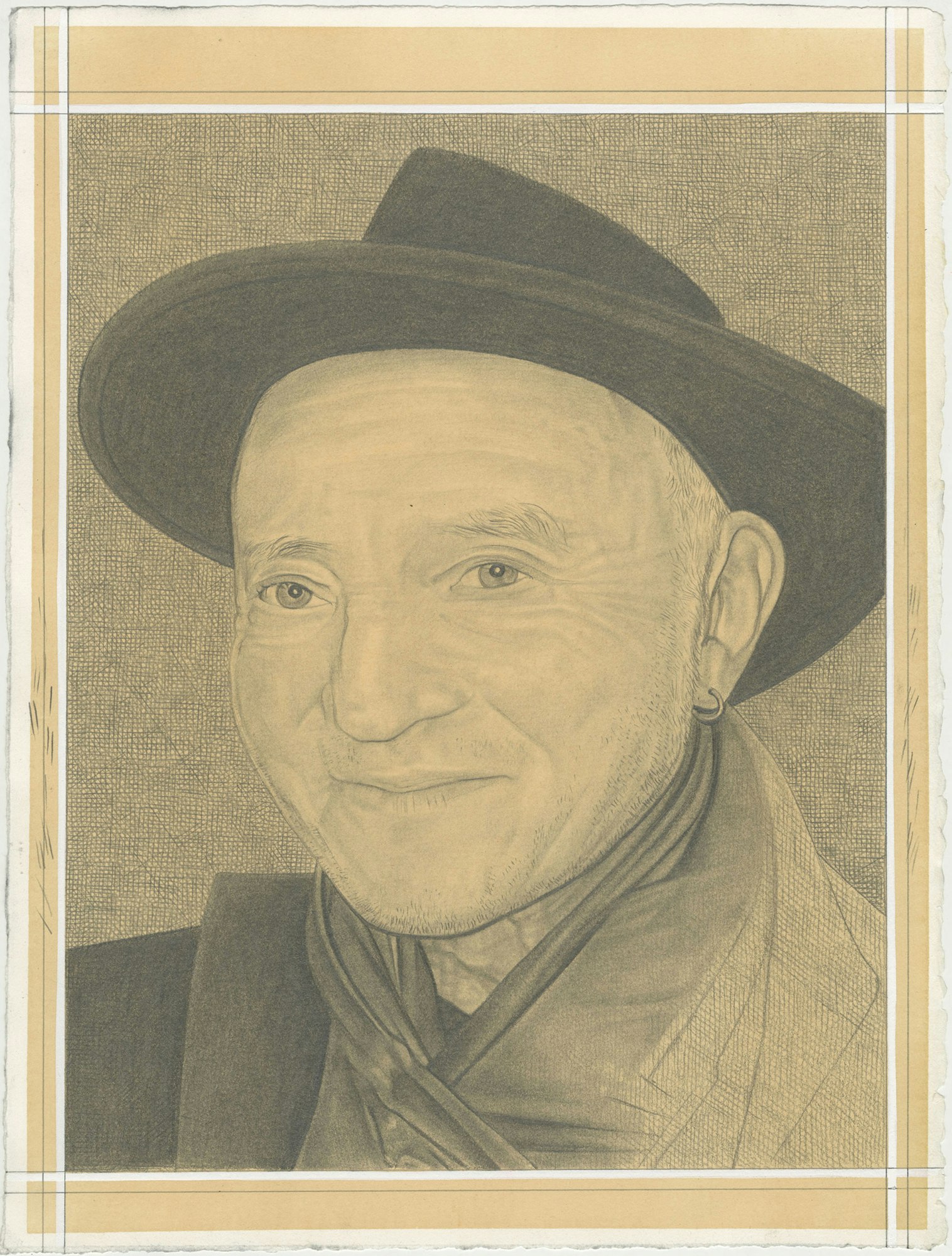 Portrait of Sylvère Lotringer, pencil on paper by Phong H. Bui. 