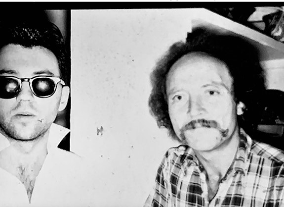 Diego Cortez and Sylvère Lotringer, Mudd Club, 1978. Photo: Michael Oblowitz.
