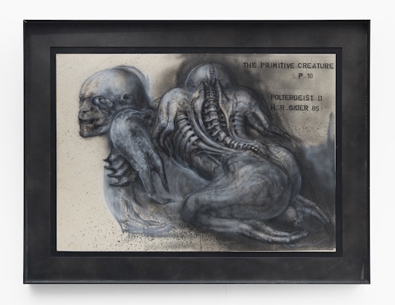 H.R. Giger, <em>Poltergeist II, The Primitive Creature</em>, 1985. Acrylic on copy, 23 5/8 x  33 1/2 inches. Courtesy Lomex Gallery. Photo: Chris Stein.