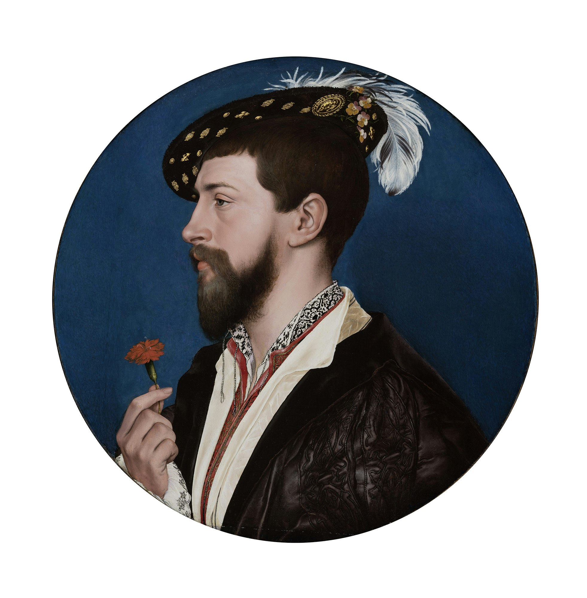 Hans Holbein the Younger, <em>Simon George</em>, ca. 1535–40. Mixed technique on panel, 12 3/16 inch diameter. Städel Museum, Frankfurt am Main. Photo: Städel Museum.
