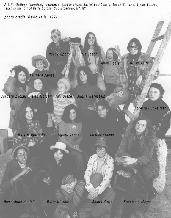 Poster of A.I.R. Gallery founding members, 1974. Photo: David Attie. Courtesy A.I.R. Gallery.