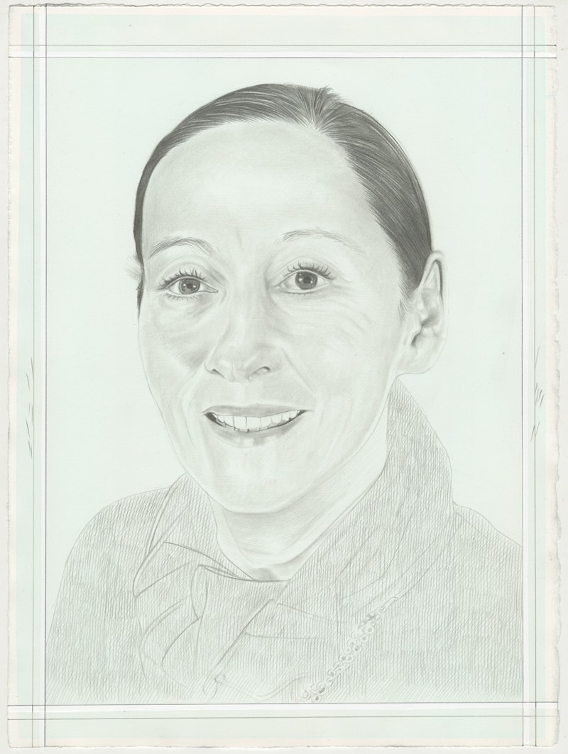 Portrait of Vera Lutter, pencil on paper by Phong H. Bui from a portrait by Robert Banat. 