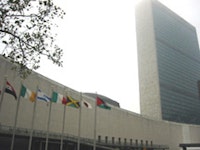 Photo of the UN building in New York by Victor Hebert, November 2003.