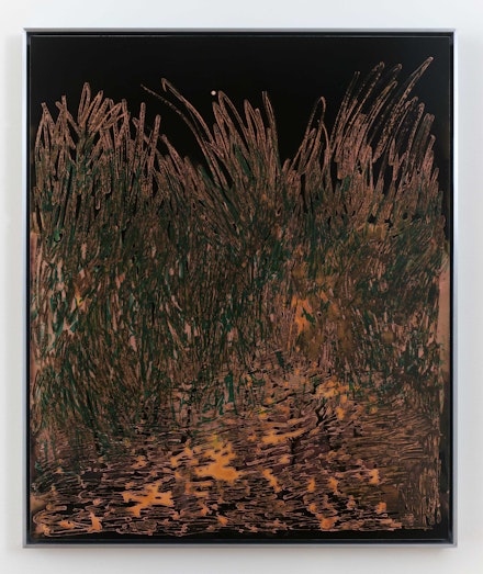 Antonia Kuo, <em>Hiraeth</em>, 2022. Unique chemical painting on light-sensitive silver gelatin paper mounted on aluminum in welded aluminum frame, 24 1/2 x 20 1/2 x 1 1/4 inches. © Antonia Kuo. Courtesy the artist and CHART. Photo: Elisabeth Bernstein.